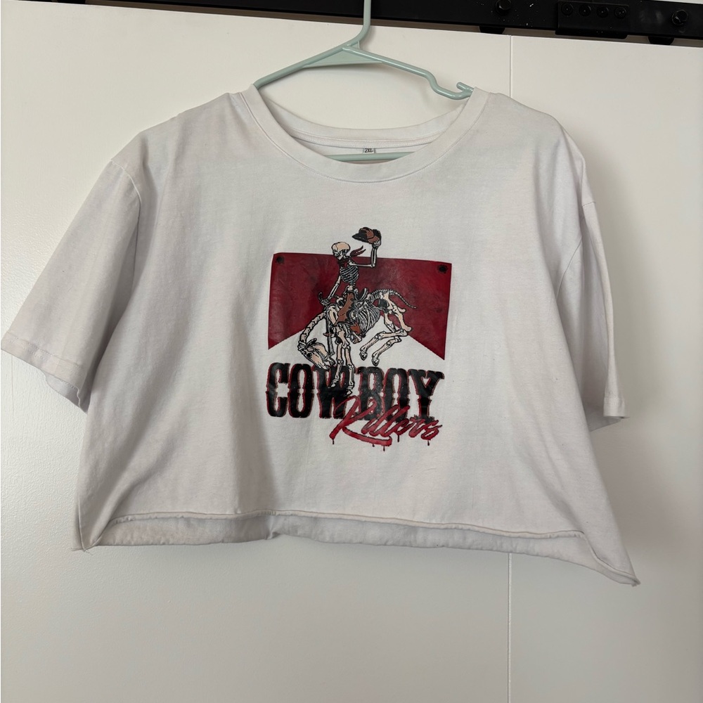 Cowboy Killers White Crop Top